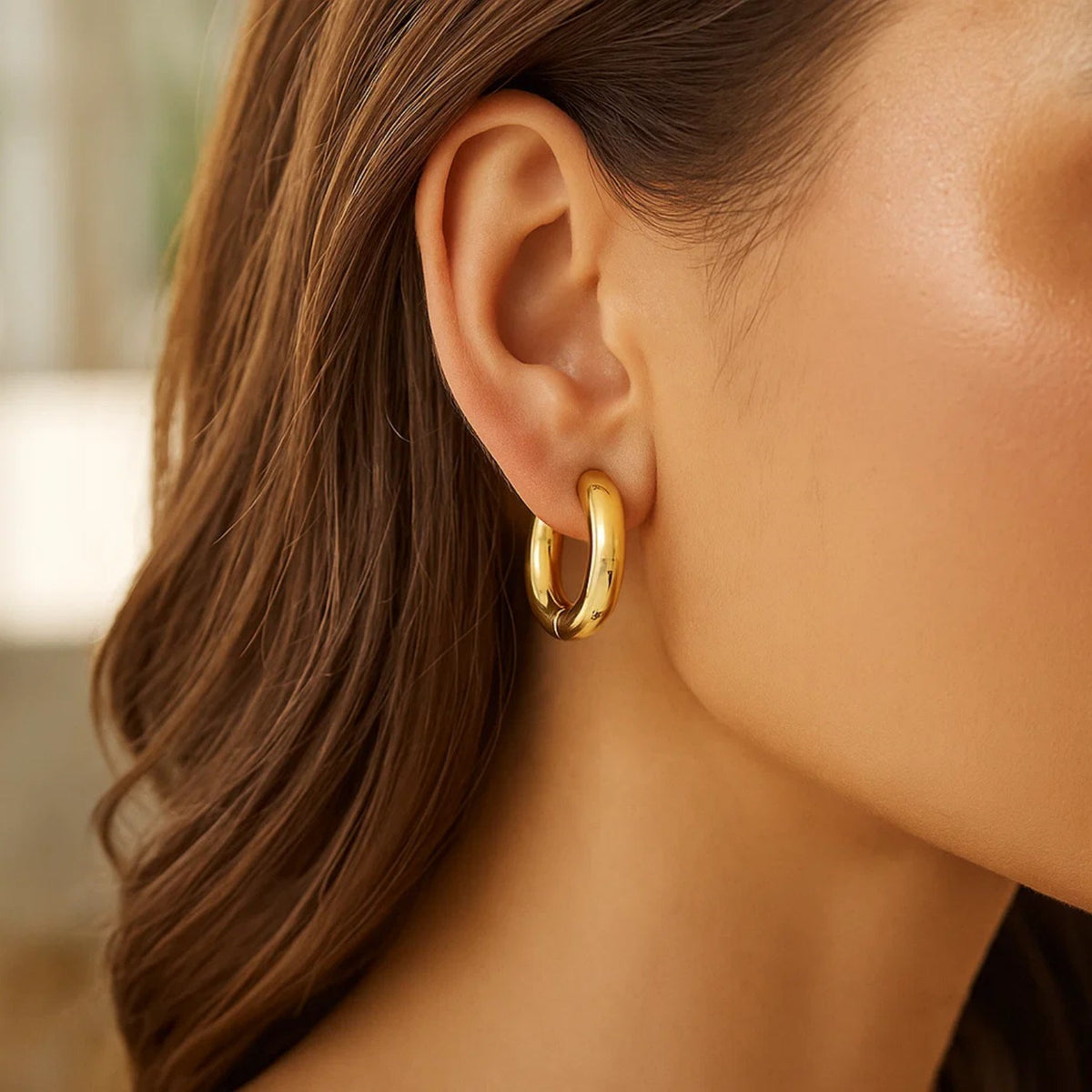 Medium Round Electroform Hoop Earrings in 14K Yellow Gold