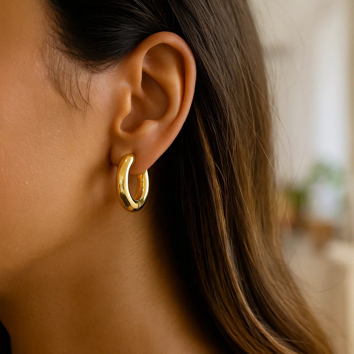 Medium Round Electroform Hoop Earrings in 14K Yellow Gold