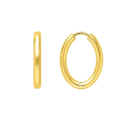 Endless Engraved Oval Hoop Earrings in 14K Yellow Gold