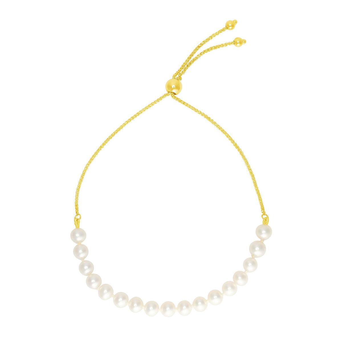 14k Adjustable Friendship Bracelet with Pearls (5.00 mm)
