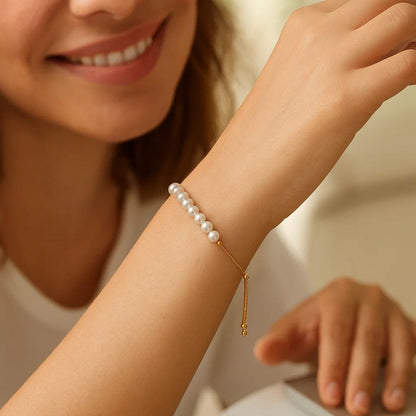 14k Adjustable Friendship Bracelet with Pearls (5.00 mm)