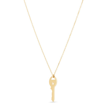 14K Yellow Gold Triple Heart Key Necklace