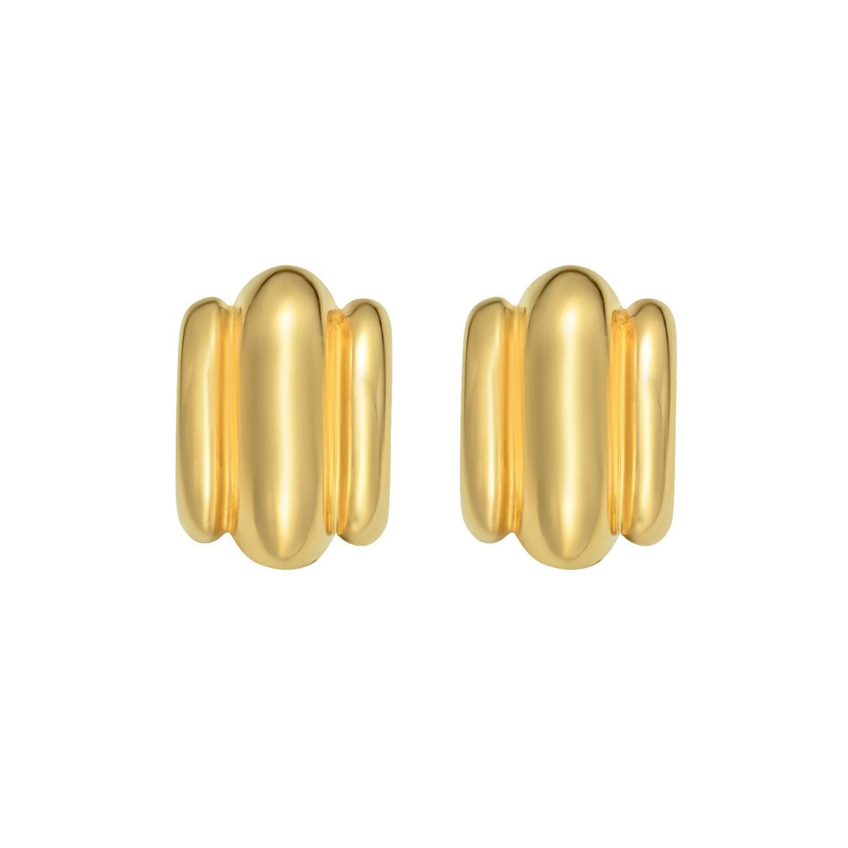 14K Yellow Gold Triple Bar Half Hoop Earrings