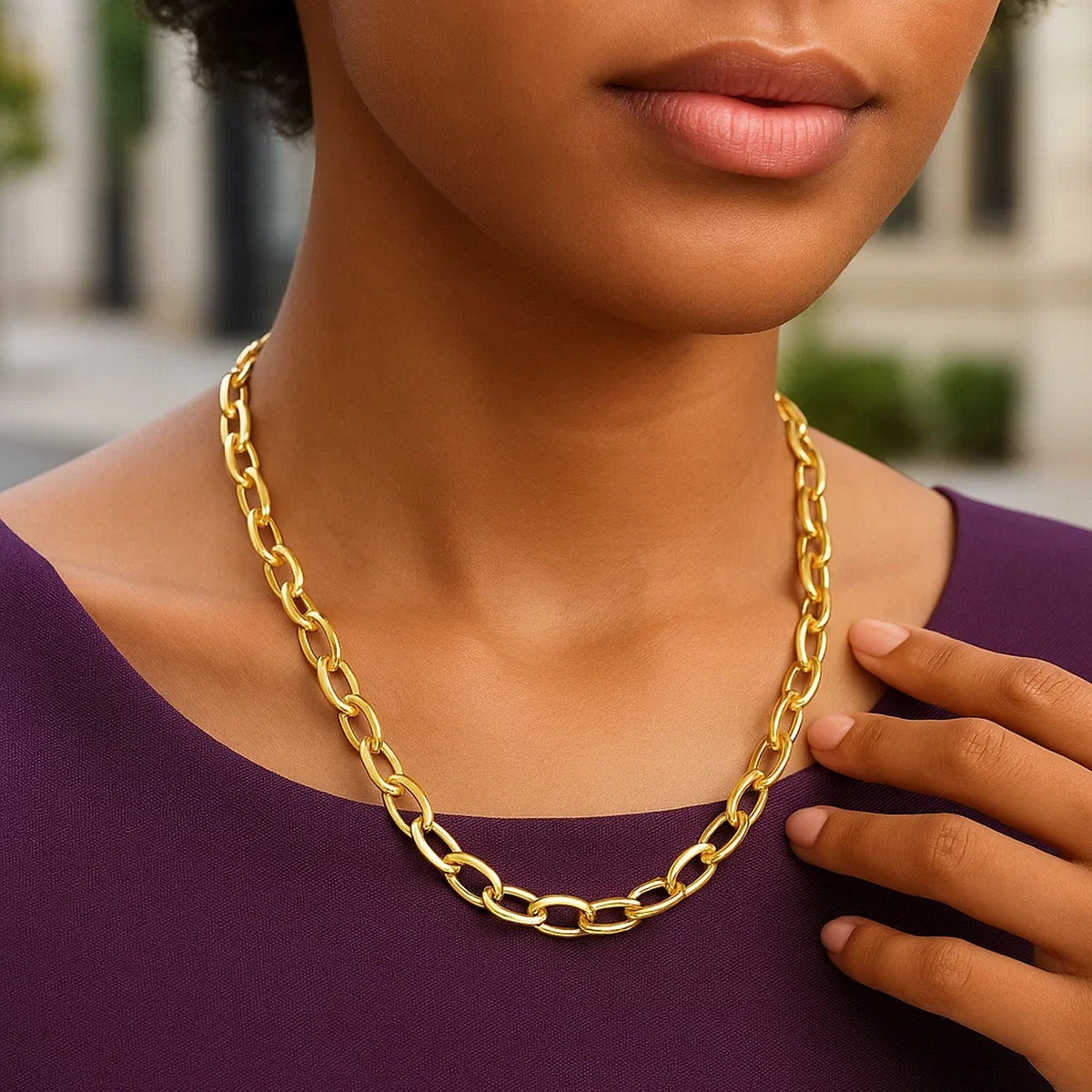 14k Yellow Gold Cable Chain Style Polished Necklace