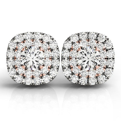14k White and Cushion Shape Halo Diamond Earrings (3/4 cttw)