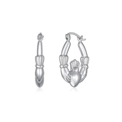 14K Claddagh Symbol Hoop Earrings
