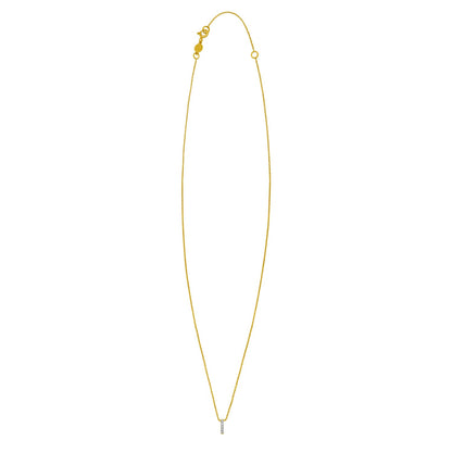 14K Yellow Gold Mini Diamond I Initial Pendant Necklace