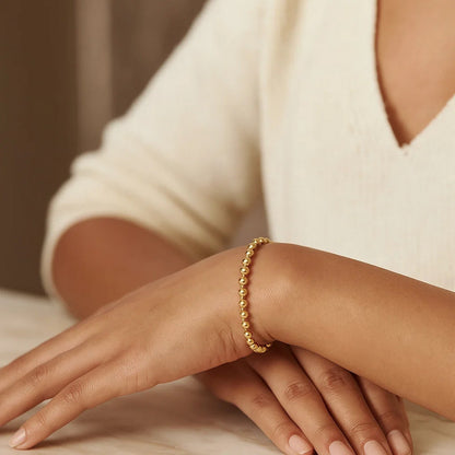 Moon Cut Bead Chain Bracelet in 14k Yellow Gold  (3.00 mm)
