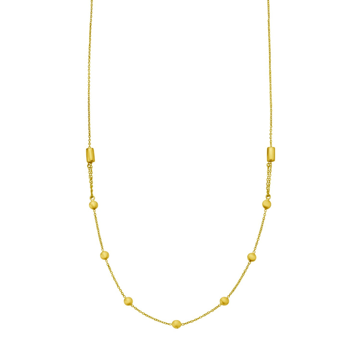 14K Yellow Gold Adjustable Bead Link Necklace