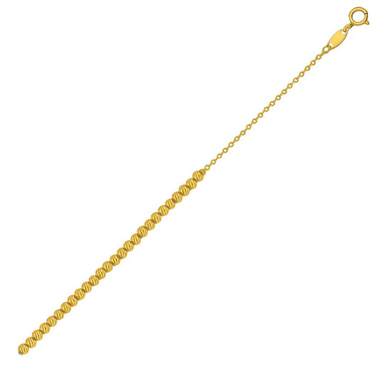Diamond Cut Bead Bracelet in 14K Yellow Gold