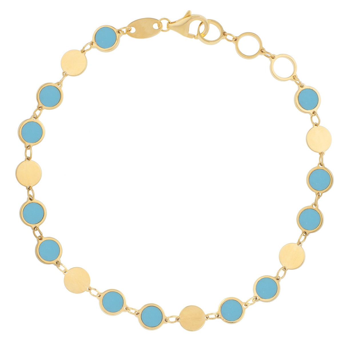 Turquoise Composite Gem Alternating Bracelet in 14K Yellow Gold (5.00 mm)