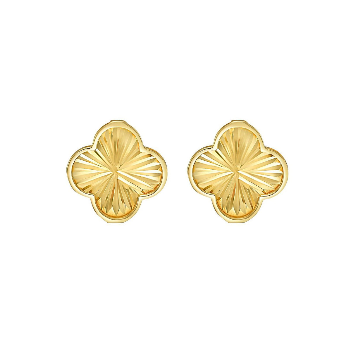 14K Yellow Gold Radiating Clover Earrings
