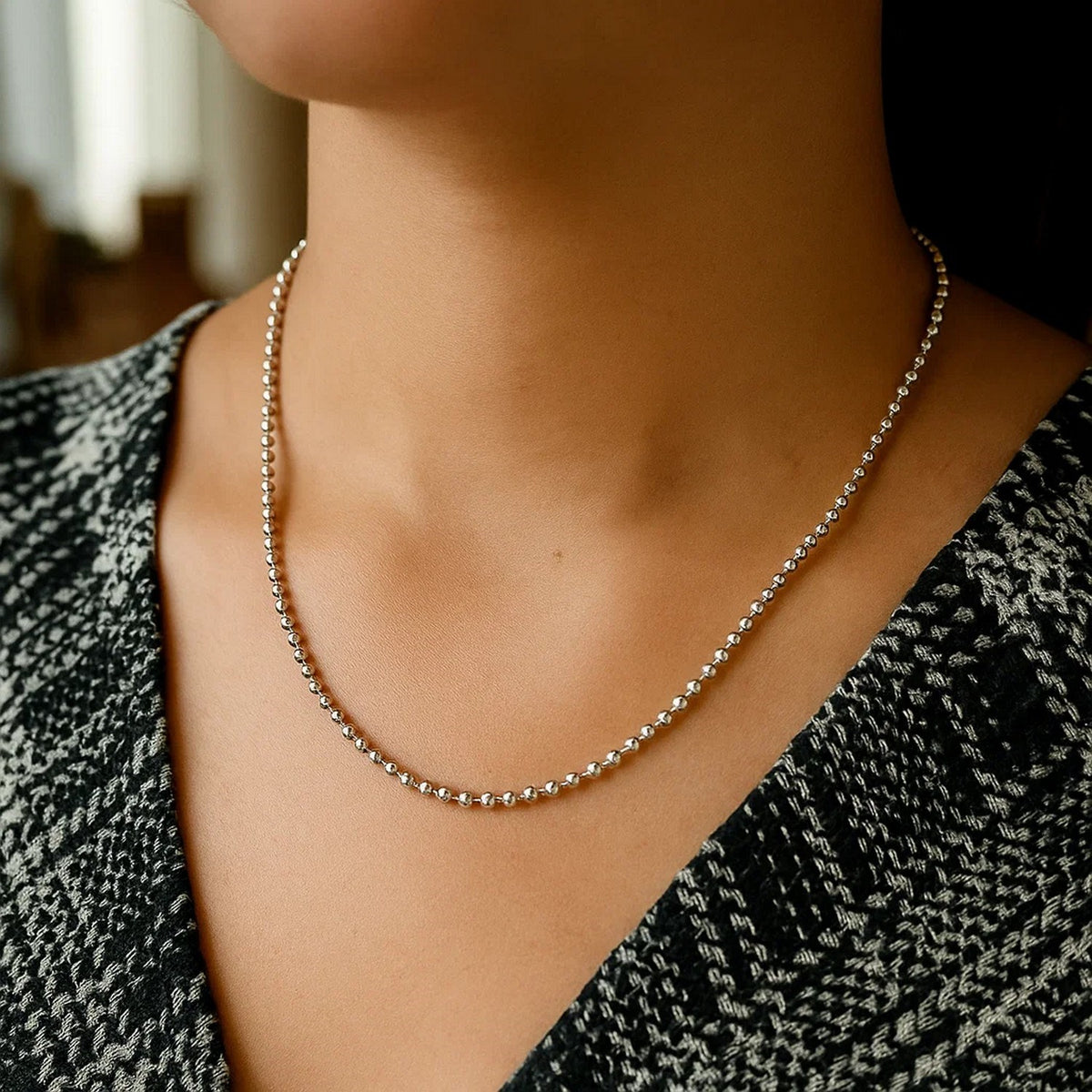 Moon Cut Bead Chain in 14k Yellow Gold