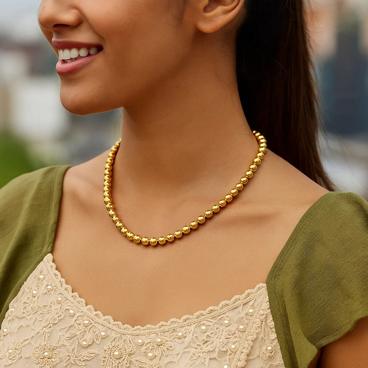 14k Yellow Gold Bead Chain (6mm)