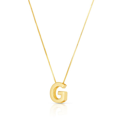 14K Yellow Gold Yours Truly Block Letter Initial G Necklace