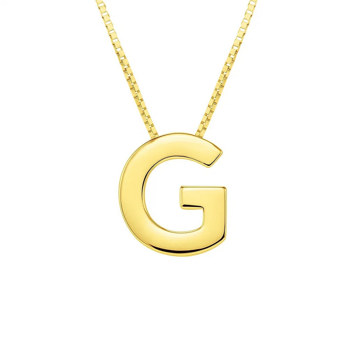 14K Yellow Gold Yours Truly Block Letter Initial G Necklace