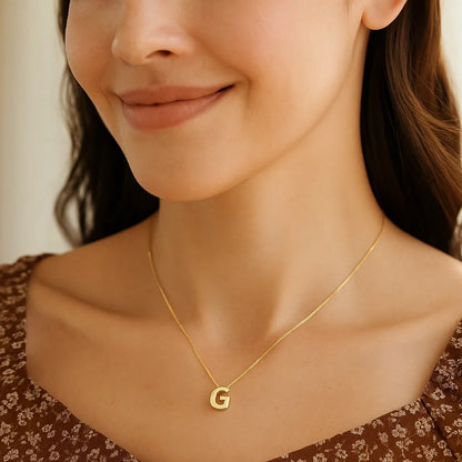 14K Yellow Gold Yours Truly Block Letter Initial G Necklace