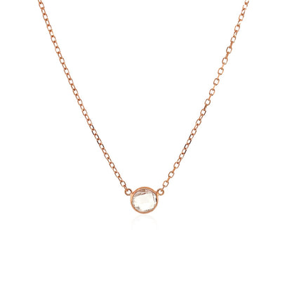 14k 17 inch Necklace with Round White Topaz