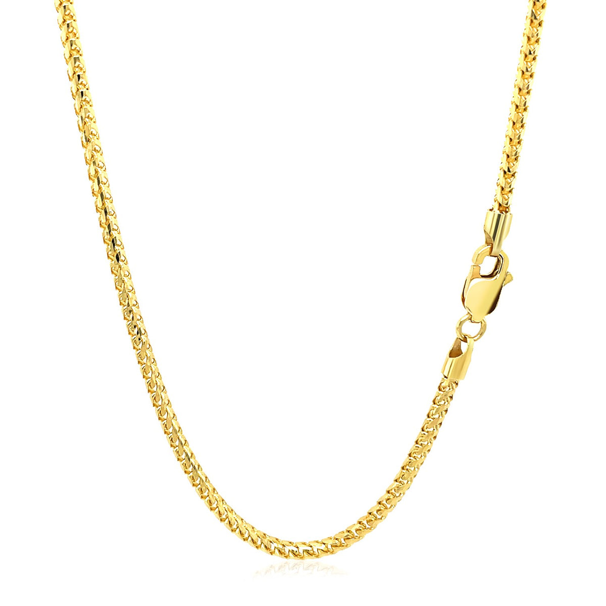 14k Yellow Solid Gold Diamond Cut Round Franco Chain