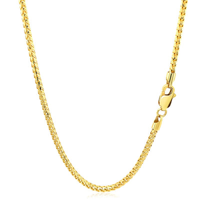 14k Yellow Solid Gold Diamond Cut Round Franco Chain