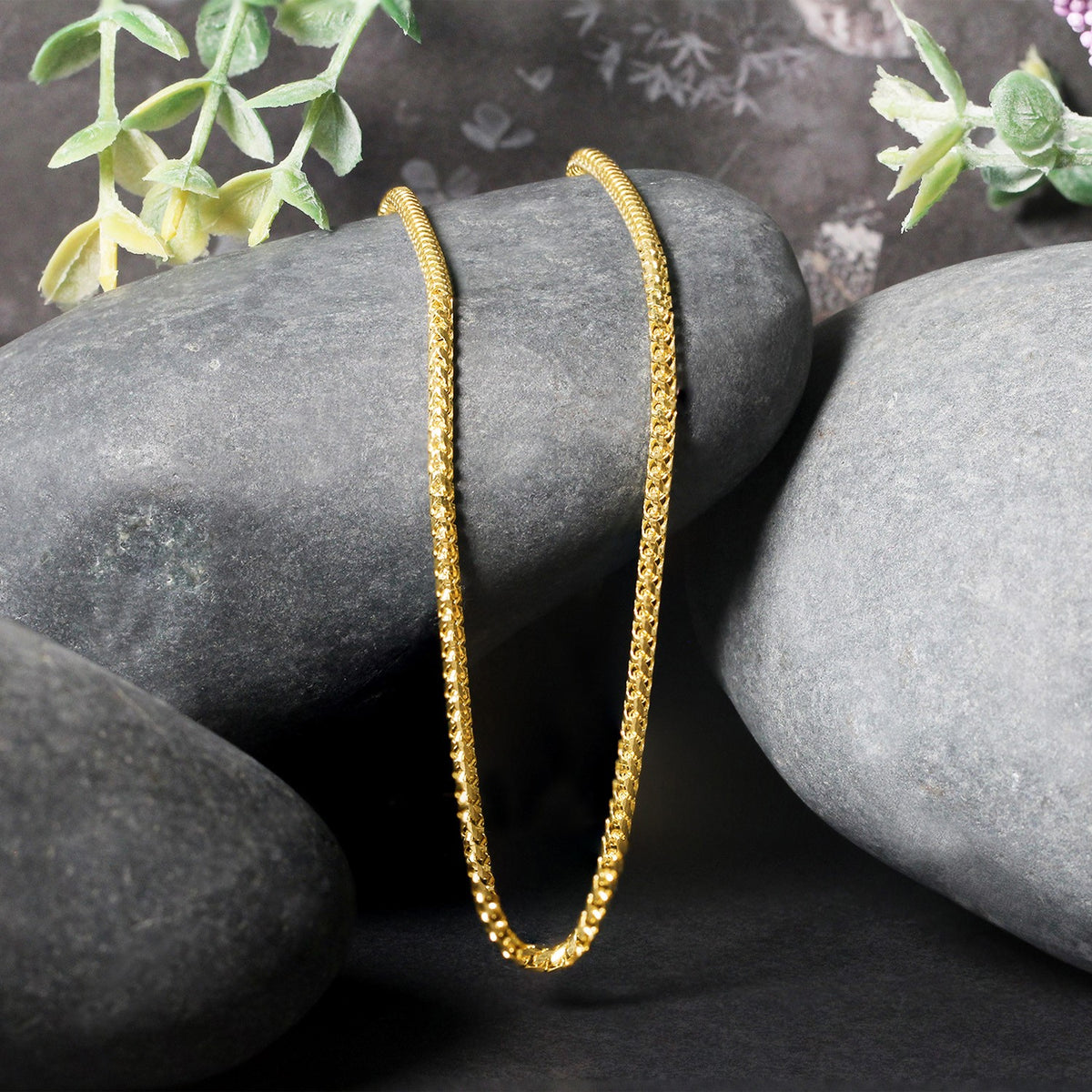 14k Yellow Solid Gold Diamond Cut Round Franco Chain