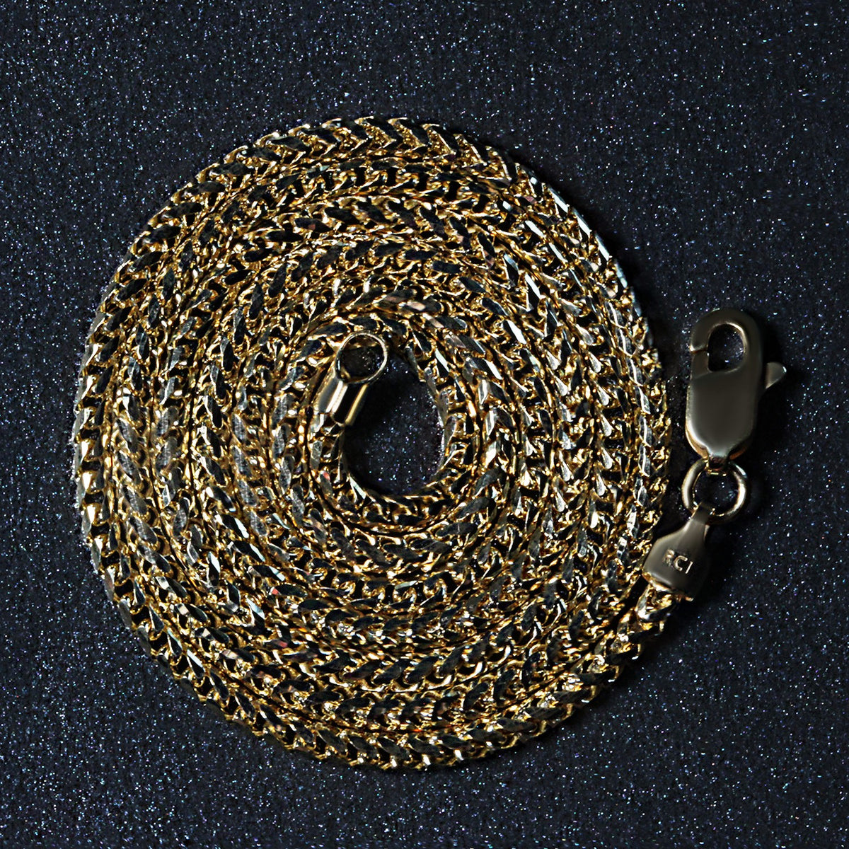 14k Yellow Solid Gold Diamond Cut Round Franco Chain