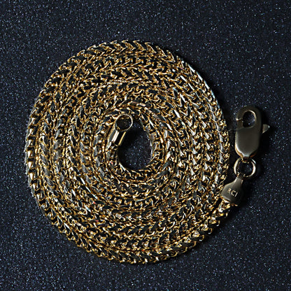 14k Yellow Solid Gold Diamond Cut Round Franco Chain