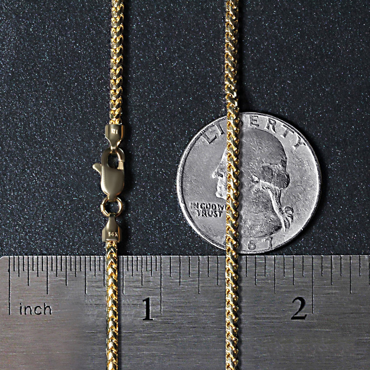 14k Yellow Solid Gold Diamond Cut Round Franco Chain