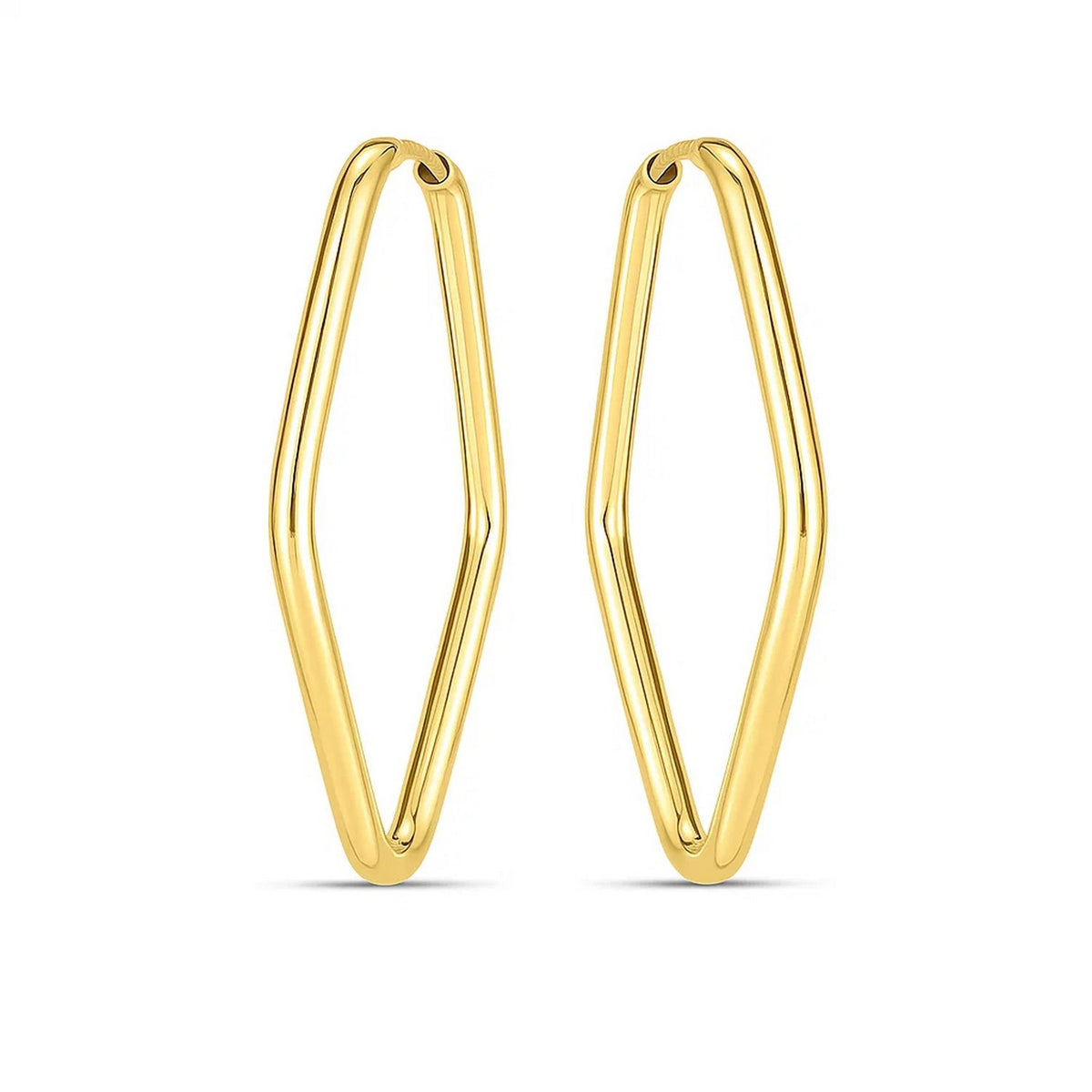 14k Yellow Gold Endless Marquise Hoops