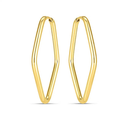14k Yellow Gold Endless Marquise Hoops