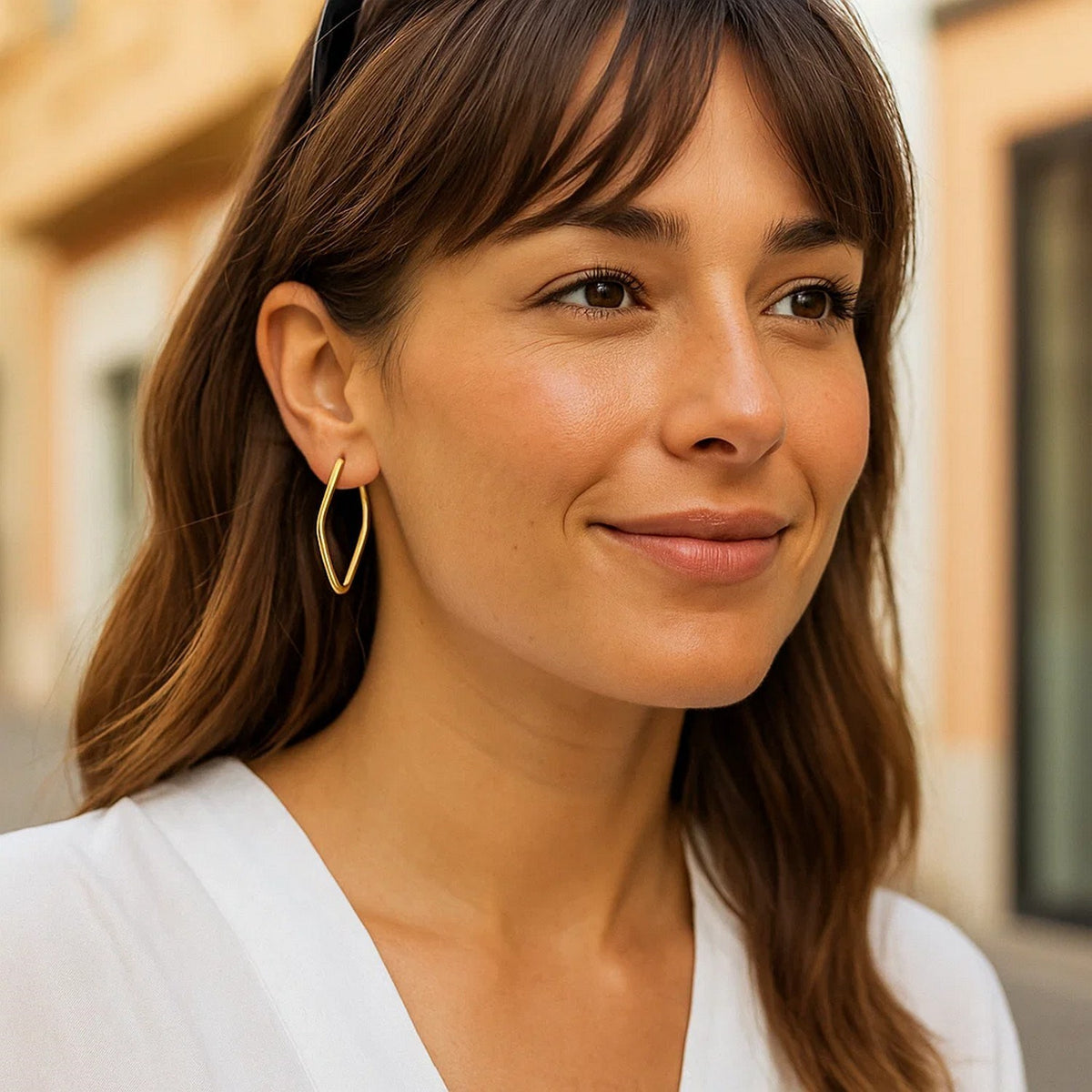 14k Yellow Gold Endless Marquise Hoops