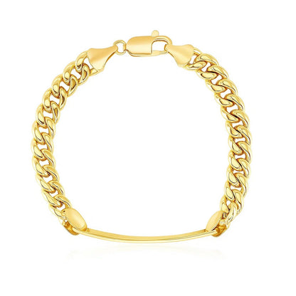 14k Yellow Gold Mens ID Cuban Chain Bracelet (8.00 mm)