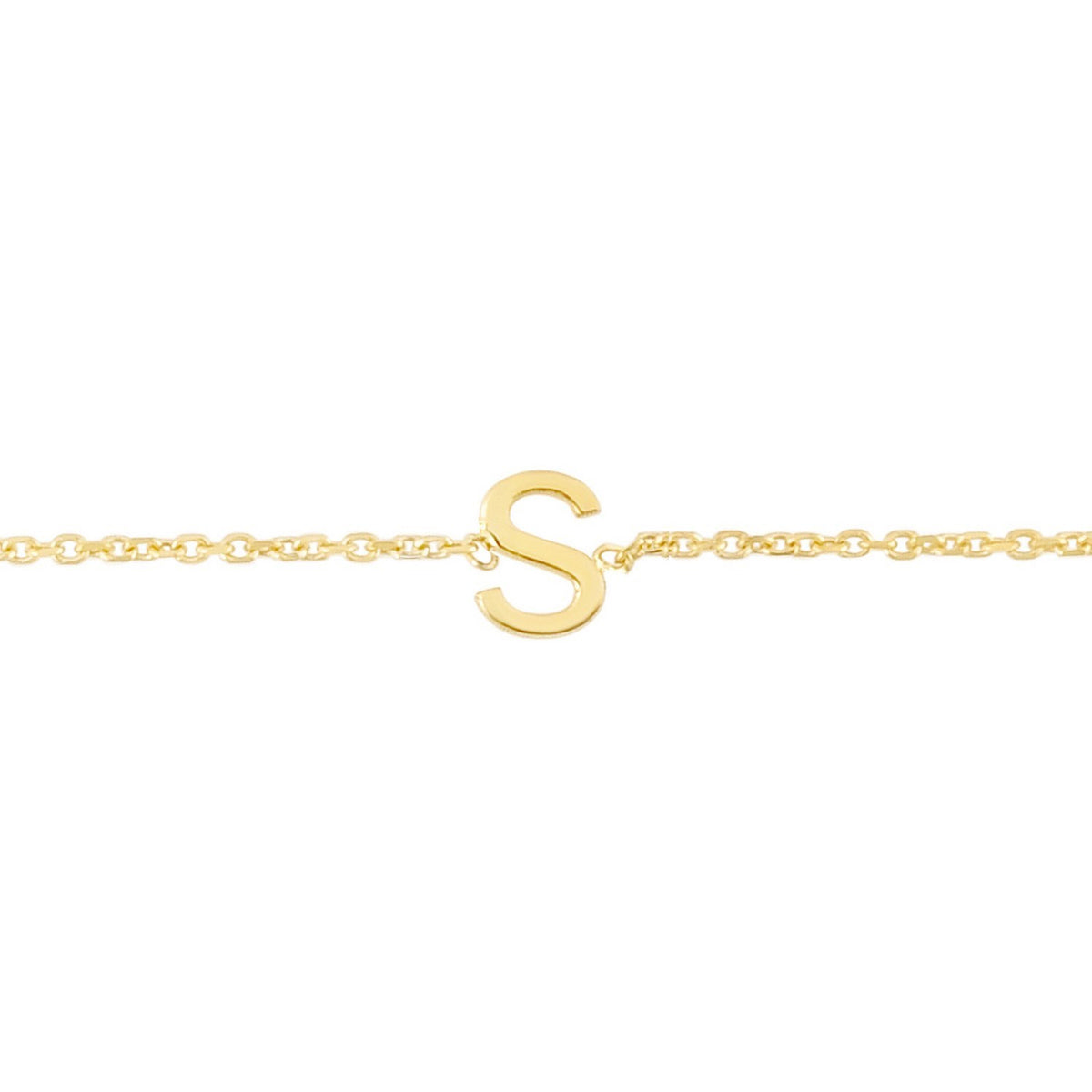 14K Yellow Gold Mini Initial S Bracelet