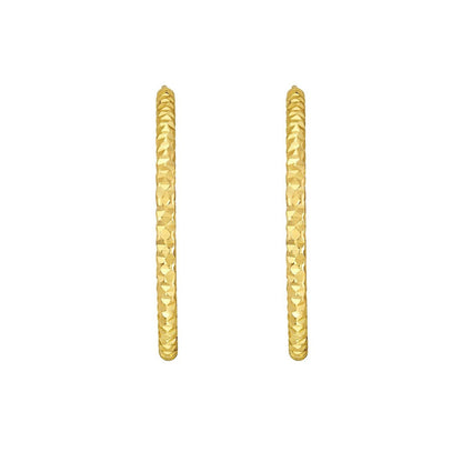 14K Yellow Gold Faceted Round Hoop Earrings