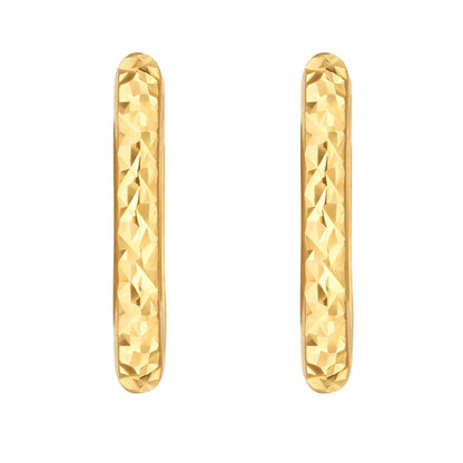 14K Yellow Gold Diamond Cut Fancy Huggie Earrings