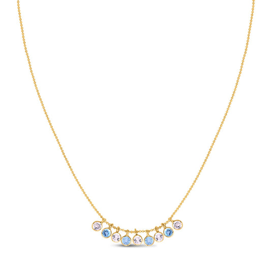 14K Blue And White Topaz Dancing Drop Necklace
