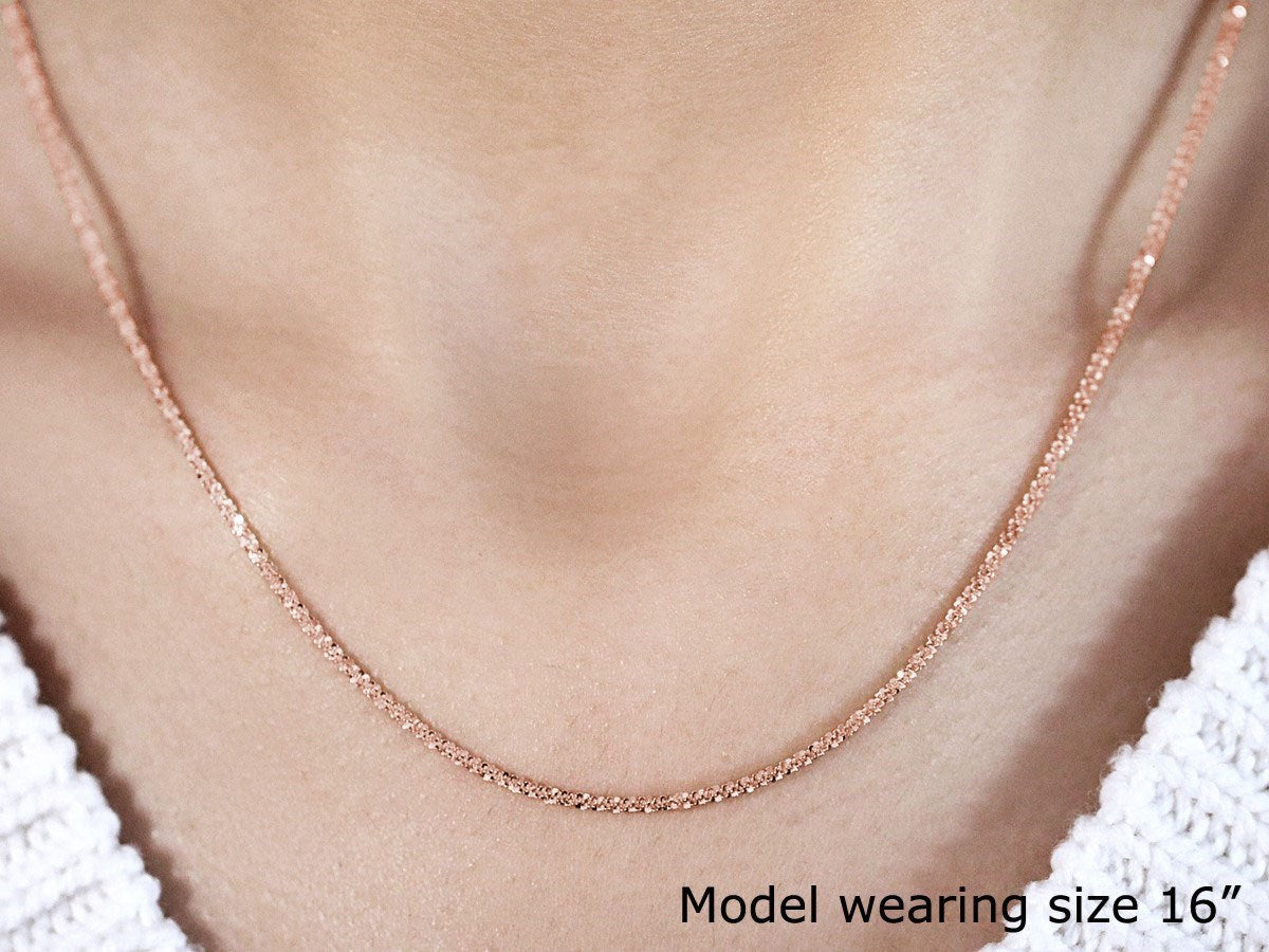 1.50 mm 14K Rose Gold Sparkle Chain