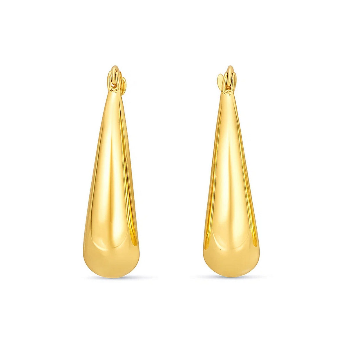 14k Yellow Gold Polished Puffed Hoop Earrings