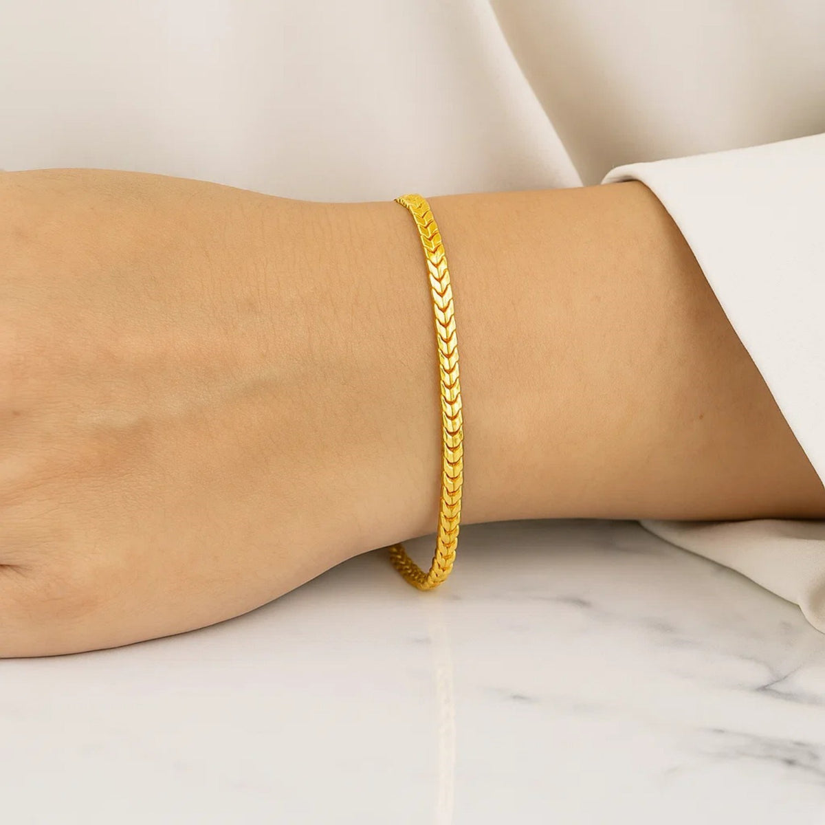 14k Yellow Gold Solid Diamond Cut Round Franco Bracelet (3.10 mm)