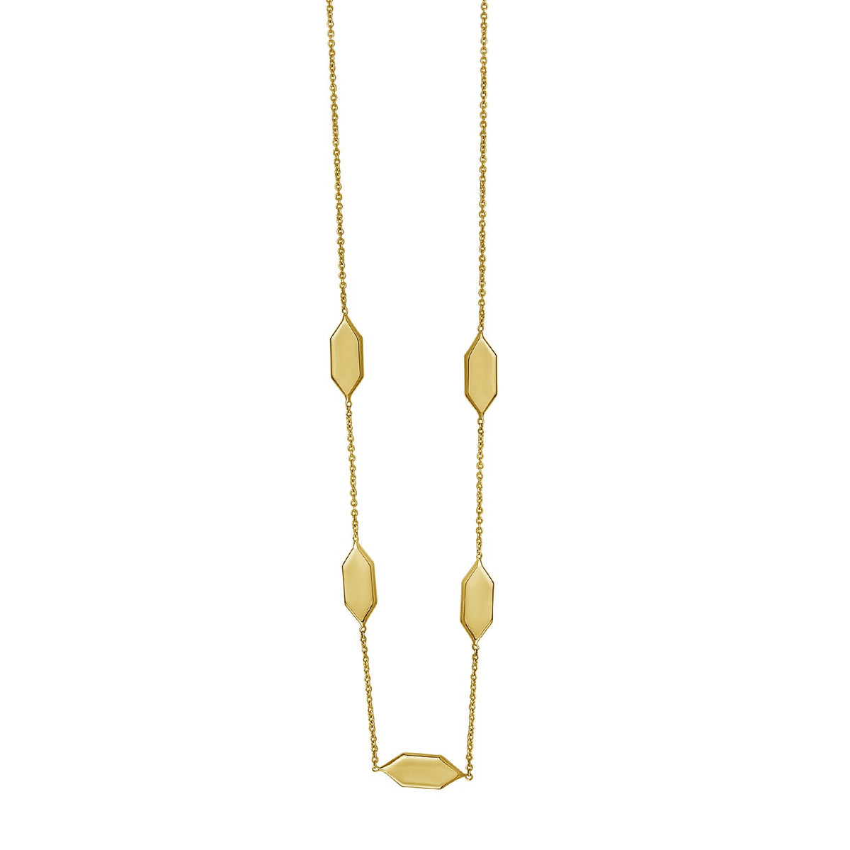 Elongated Hexagon Necklace in 14K Yellow Gold