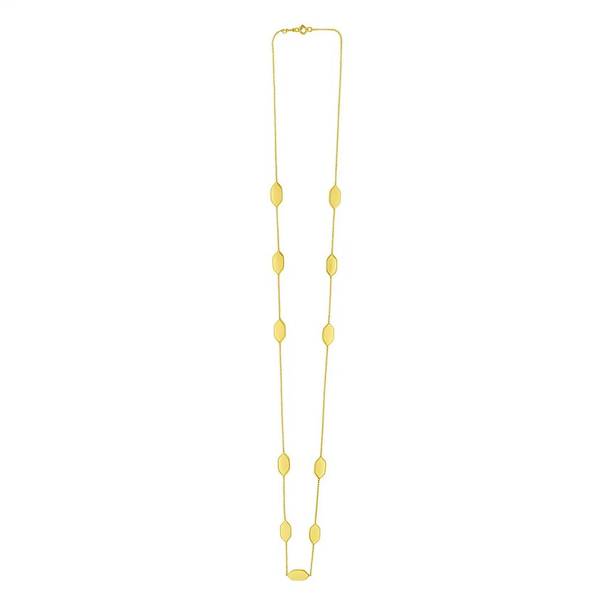 Elongated Hexagon Necklace in 14K Yellow Gold