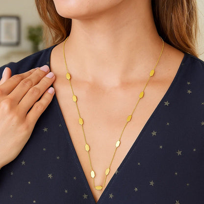 Elongated Hexagon Necklace in 14K Yellow Gold