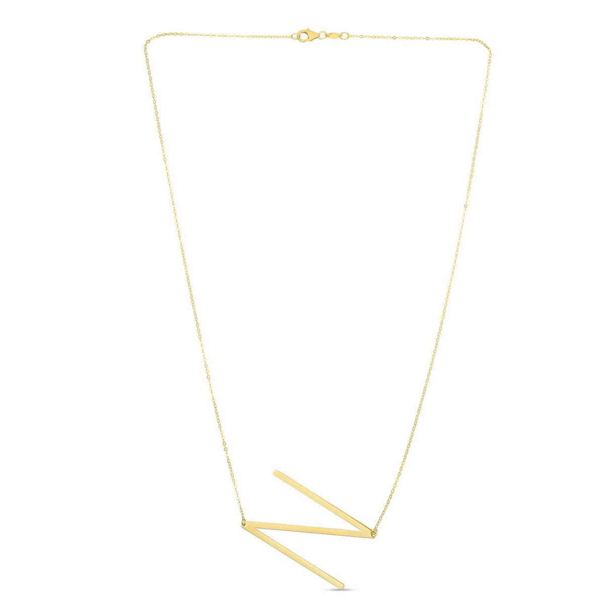 14K Yellow Gold Yours Truly Large Initial N Necklace