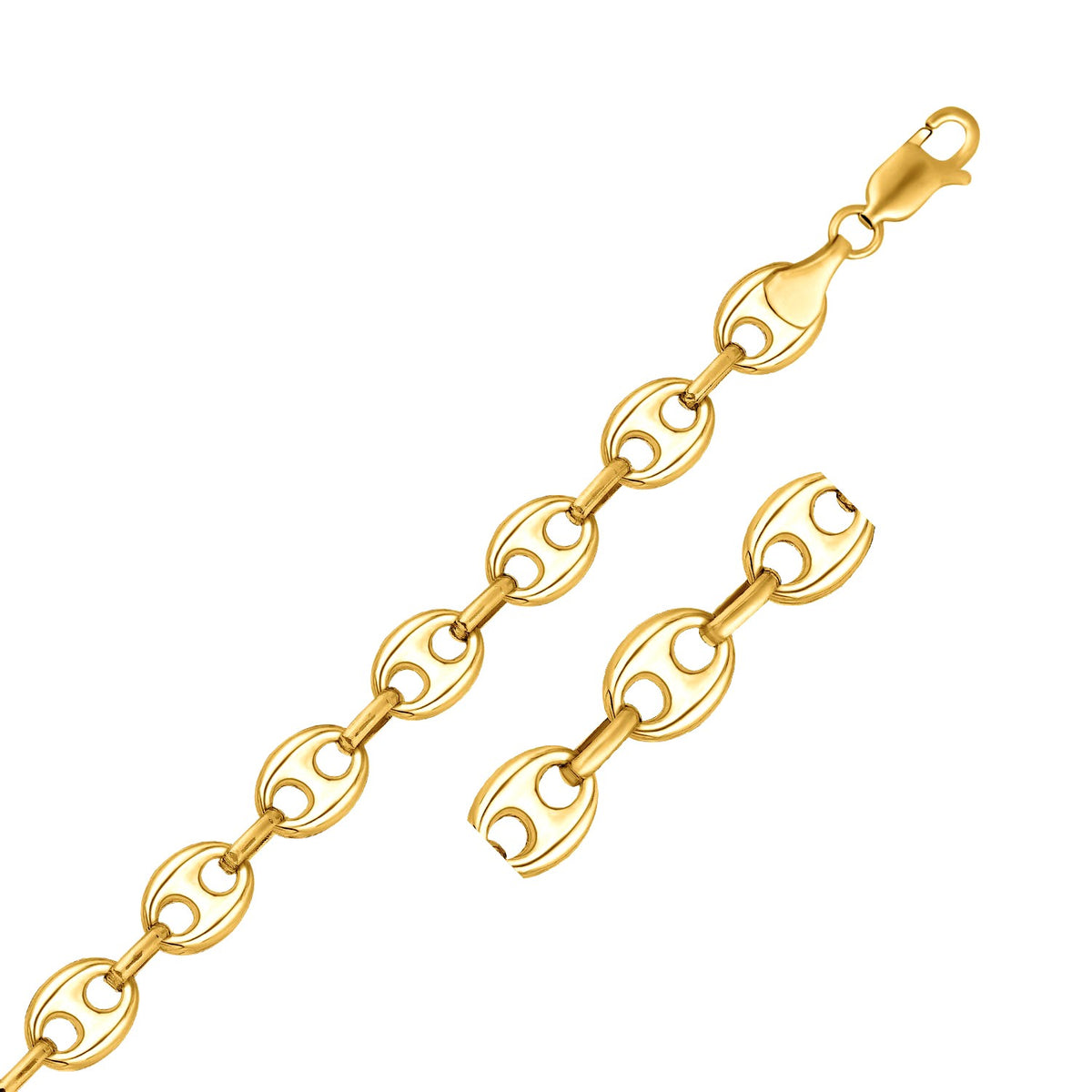 14k Yellow Gold Puffed Mariner Link Chain