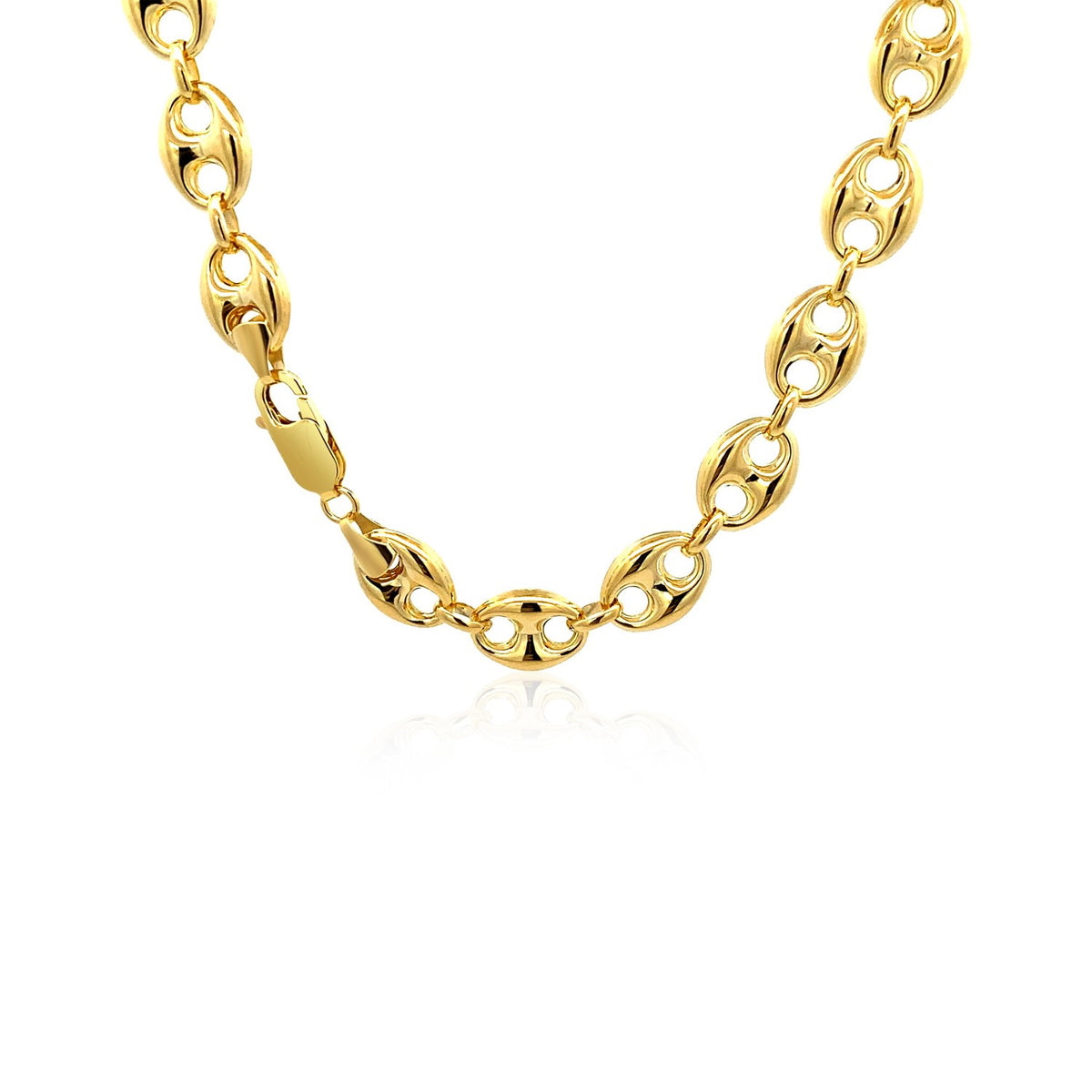 14k Yellow Gold Puffed Mariner Link Chain
