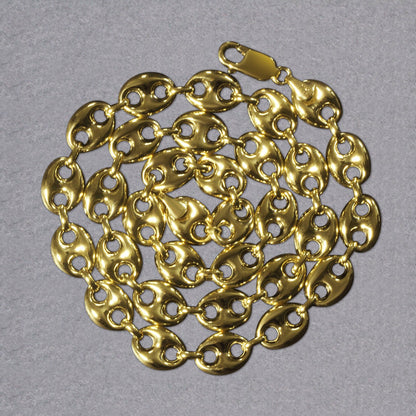 14k Yellow Gold Puffed Mariner Link Chain
