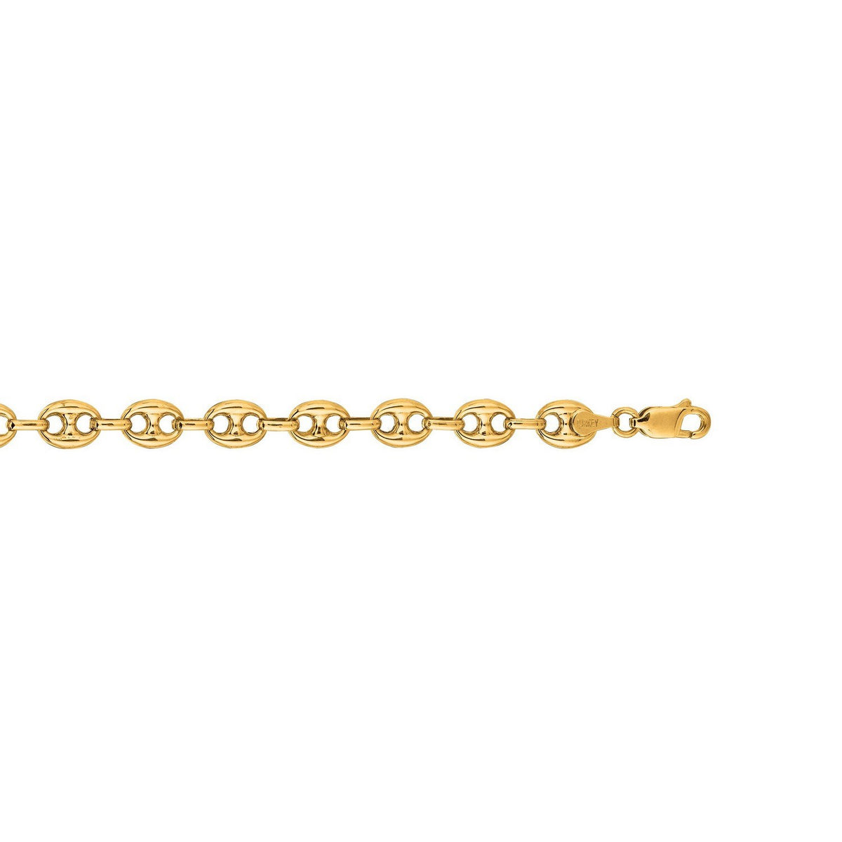 14k Yellow Gold Puffed Mariner Link Chain