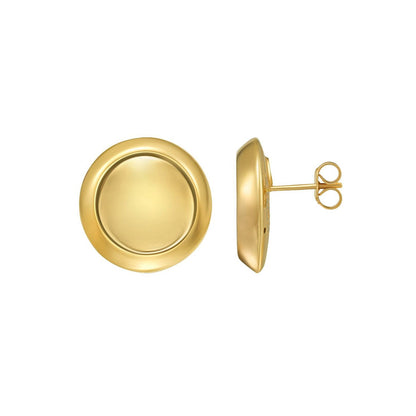 14K Yellow Gold Polished Button Stud Earrings