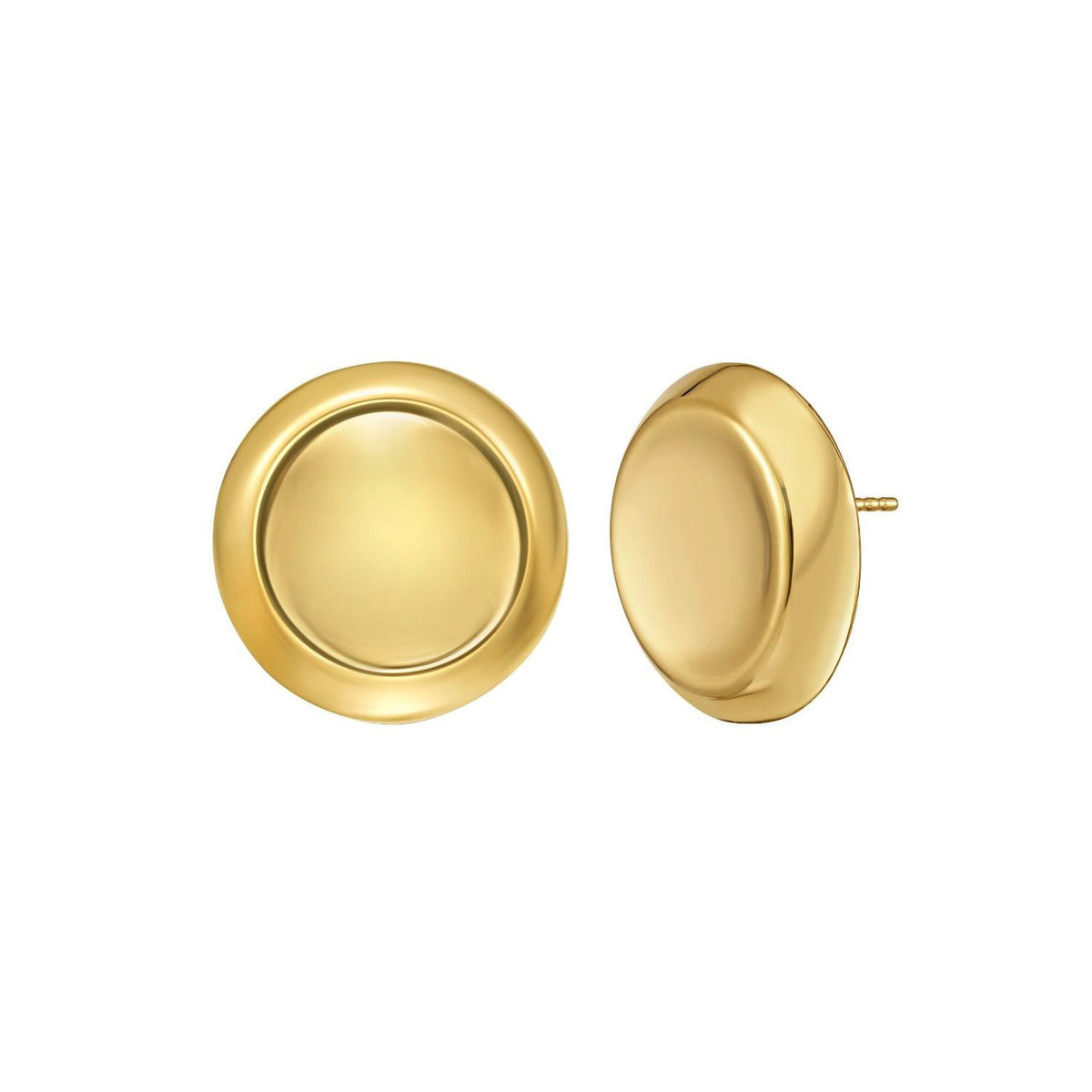 14K Yellow Gold Polished Button Stud Earrings
