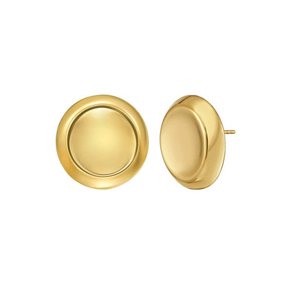 14K Yellow Gold Polished Button Stud Earrings